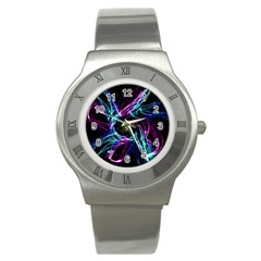 Abstract Art Color Design Lines Stainless Steel Watch by Sapixe