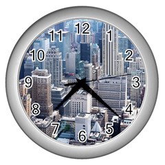 Manhattan New York City Wall Clock (silver) by Sapixe