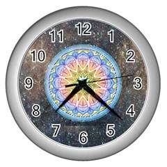 Mandala Cosmos Spirit Wall Clock (silver) by Sapixe