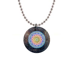 Mandala Cosmos Spirit 1  Button Necklace by Sapixe