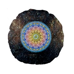 Mandala Cosmos Spirit Standard 15  Premium Flano Round Cushions by Sapixe