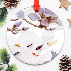 Fishes And Flowers Ornament (round) by burpdesignsA