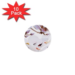 Fishes And Flowers 1  Mini Buttons (10 Pack)  by burpdesignsA