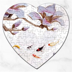 Fishes And Flowers Jigsaw Puzzle (heart) by burpdesignsA