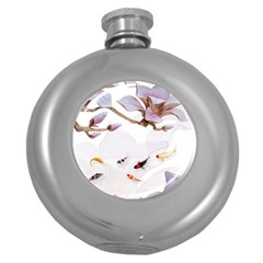 Fishes And Flowers Round Hip Flask (5 Oz) by burpdesignsA