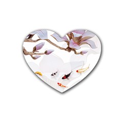 Fishes And Flowers Rubber Coaster (heart)  by burpdesignsA