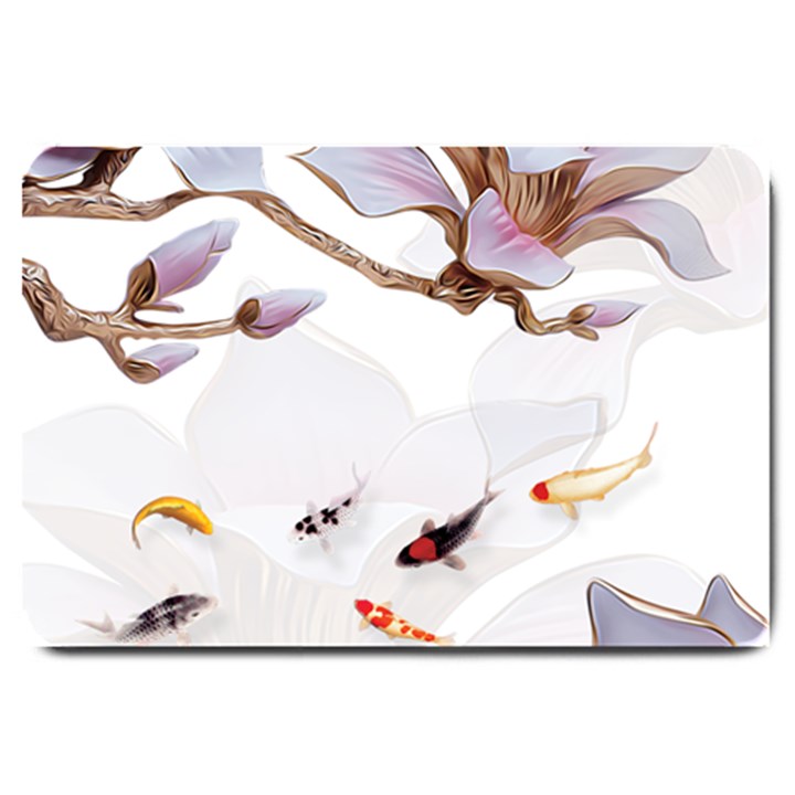 fishes and flowers Large Doormat 