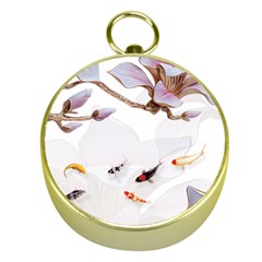 Fishes And Flowers Gold Compasses by burpdesignsA