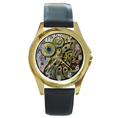  Clock Steampunk Gear  Round Gold Metal Watch by burpdesignsA