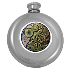  Clock Steampunk Gear  Round Hip Flask (5 Oz) by burpdesignsA