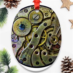  Clock Steampunk Gear  Oval Ornament (two Sides)