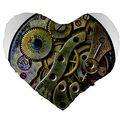  Clock Steampunk Gear  Large 19  Premium Heart Shape Cushions by burpdesignsA