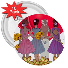 Girl Power 3  Buttons (10 Pack) 