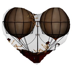 Steampunk Flyer Large 19  Premium Heart Shape Cushions by burpdesignsA