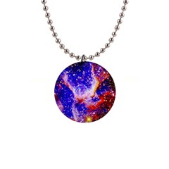 Galaxy Nebula Stars Space Universe 1  Button Necklace by Sapixe