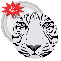 Tiger Black Ans White 3  Buttons (10 Pack)  by alllovelyideas