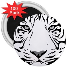 Tiger Black Ans White 3  Magnets (100 Pack) by alllovelyideas