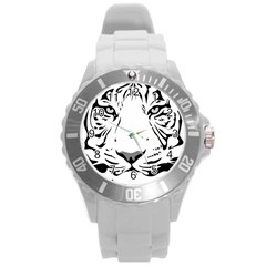 Tiger Black Ans White Round Plastic Sport Watch (l) by alllovelyideas