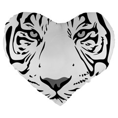 Tiger Black Ans White Large 19  Premium Flano Heart Shape Cushions by alllovelyideas