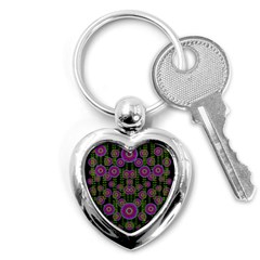 Black Lotus Night In Climbing Beautiful Leaves Key Chains (heart)  by pepitasart