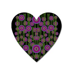 Black Lotus Night In Climbing Beautiful Leaves Heart Magnet by pepitasart