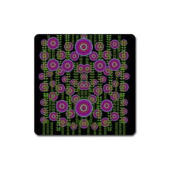 Black Lotus Night In Climbing Beautiful Leaves Square Magnet by pepitasart