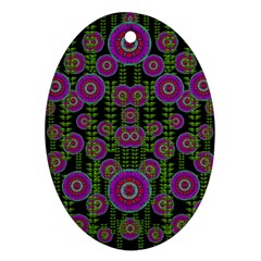 Black Lotus Night In Climbing Beautiful Leaves Oval Ornament (two Sides) by pepitasart