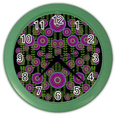 Black Lotus Night In Climbing Beautiful Leaves Color Wall Clock by pepitasart