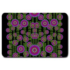 Black Lotus Night In Climbing Beautiful Leaves Large Doormat  by pepitasart