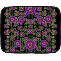 Black Lotus Night In Climbing Beautiful Leaves Fleece Blanket (mini) by pepitasart