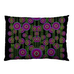 Black Lotus Night In Climbing Beautiful Leaves Pillow Case (two Sides) by pepitasart