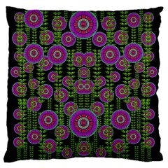 Black Lotus Night In Climbing Beautiful Leaves Large Cushion Case (two Sides) by pepitasart