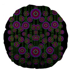 Black Lotus Night In Climbing Beautiful Leaves Large 18  Premium Flano Round Cushions by pepitasart