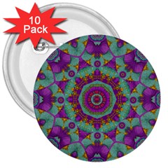 Water Garden Lotus Blossoms In Sacred Style 3  Buttons (10 Pack)  by pepitasart