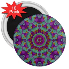 Water Garden Lotus Blossoms In Sacred Style 3  Magnets (10 Pack)  by pepitasart