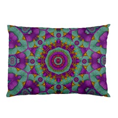 Water Garden Lotus Blossoms In Sacred Style Pillow Case by pepitasart