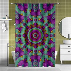 Water Garden Lotus Blossoms In Sacred Style Shower Curtain 48  X 72  (small)  by pepitasart