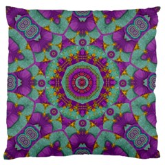 Water Garden Lotus Blossoms In Sacred Style Large Cushion Case (two Sides) by pepitasart