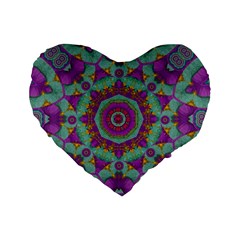 Water Garden Lotus Blossoms In Sacred Style Standard 16  Premium Heart Shape Cushions by pepitasart