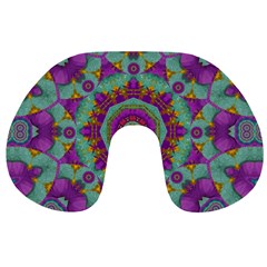 Water Garden Lotus Blossoms In Sacred Style Travel Neck Pillows by pepitasart