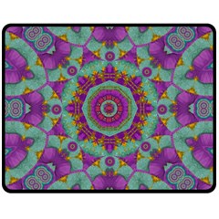 Water Garden Lotus Blossoms In Sacred Style Double Sided Fleece Blanket (medium) 