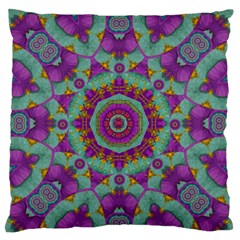 Water Garden Lotus Blossoms In Sacred Style Large Flano Cushion Case (one Side) by pepitasart