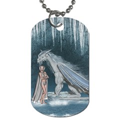 Wonderful Fairy With Ice Dragon Dog Tag (one Side) by FantasyWorld7