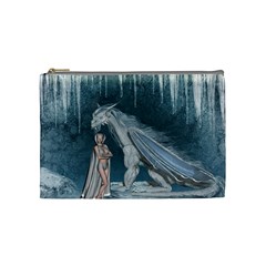 Wonderful Fairy With Ice Dragon Cosmetic Bag (medium) by FantasyWorld7