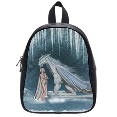 Wonderful Fairy With Ice Dragon School Bag (small) by FantasyWorld7