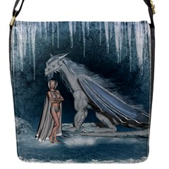 Wonderful Fairy With Ice Dragon Flap Closure Messenger Bag (s) by FantasyWorld7