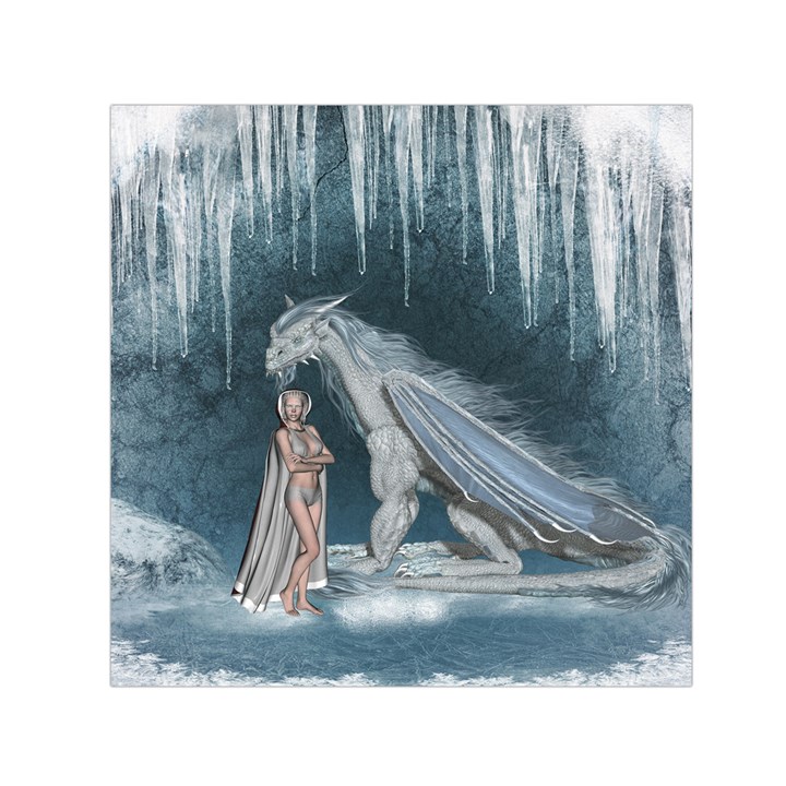 Wonderful Fairy With Ice Dragon Small Satin Scarf (Square)