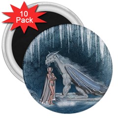 Wonderful Fairy With Ice Dragon 3  Magnets (10 Pack)  by FantasyWorld7