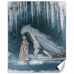 Wonderful Fairy With Ice Dragon Canvas 11  X 14  by FantasyWorld7