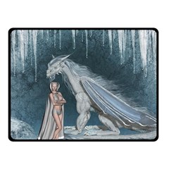 Wonderful Fairy With Ice Dragon Fleece Blanket (small) by FantasyWorld7